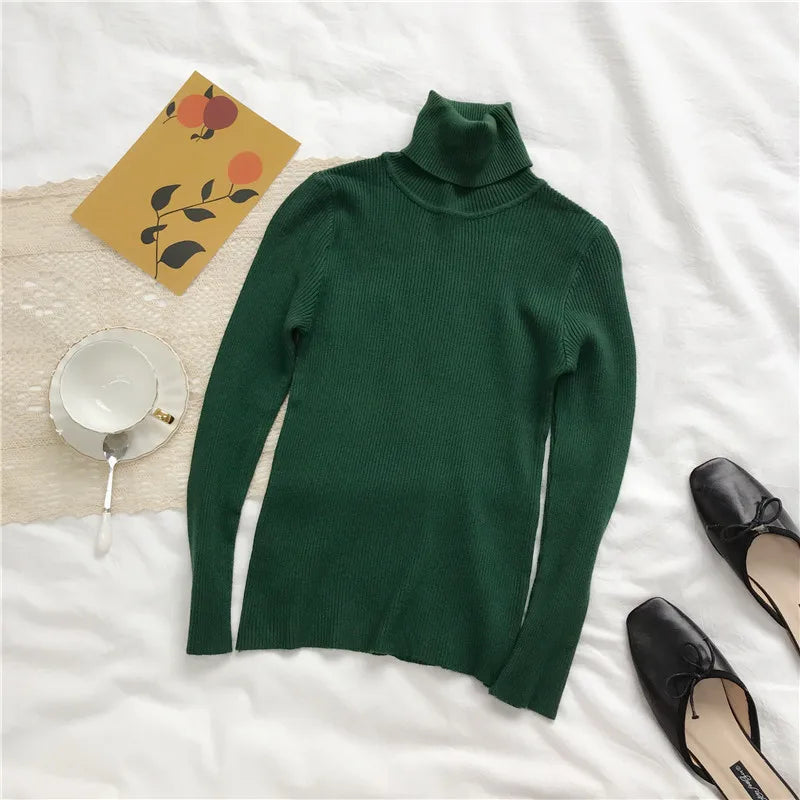 Korean Slim Women Pullover Turtleneck Sweater Womens 2025 Autumn Winter Tops Jumper Knitted Sweater Pull Femme Hiver Truien
