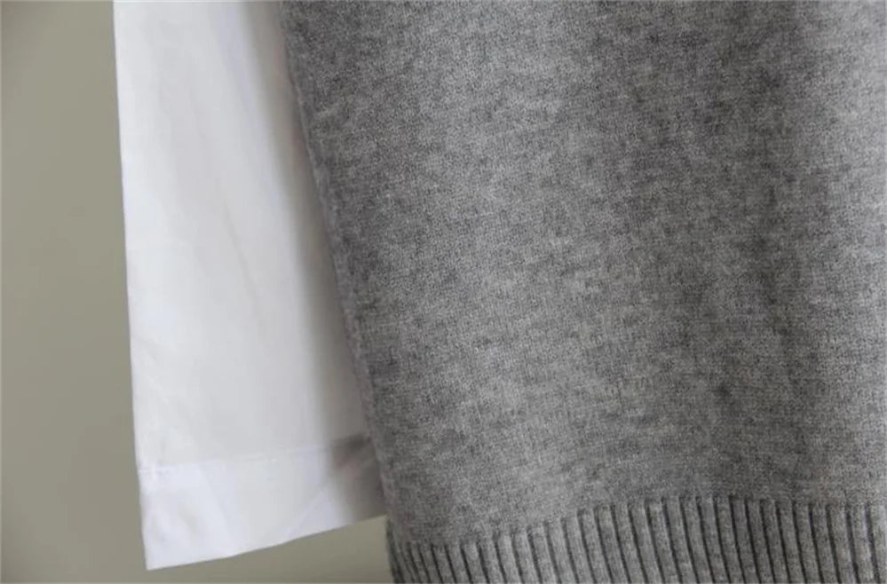 Korean Women Knitted Sweater Sleeveless College Style Women Loose Vest Ladies V-Neck Pullover Tops Female Waistcoat Pull Femme