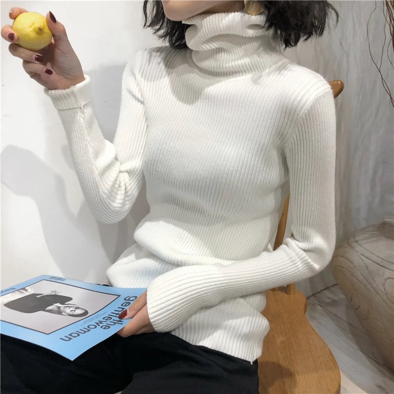 Korean Slim Women Pullover Turtleneck Sweater Womens 2025 Autumn Winter Tops Jumper Knitted Sweater Pull Femme Hiver Truien