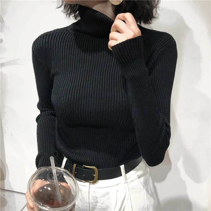 Korean Slim Women Pullover Turtleneck Sweater Womens 2025 Autumn Winter Tops Jumper Knitted Sweater Pull Femme Hiver Truien