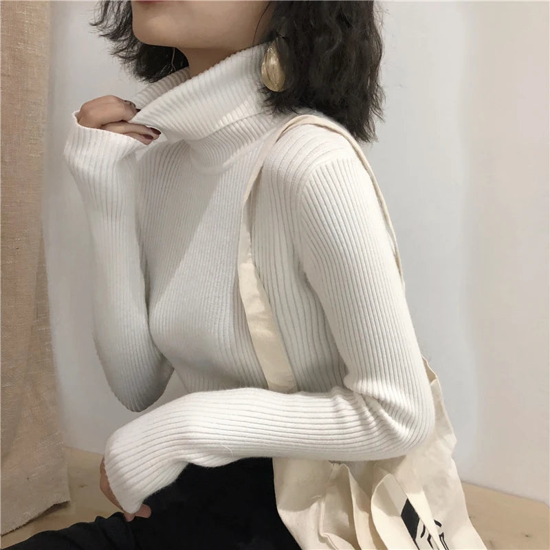 Korean Slim Women Pullover Turtleneck Sweater Womens 2025 Autumn Winter Tops Jumper Knitted Sweater Pull Femme Hiver Truien