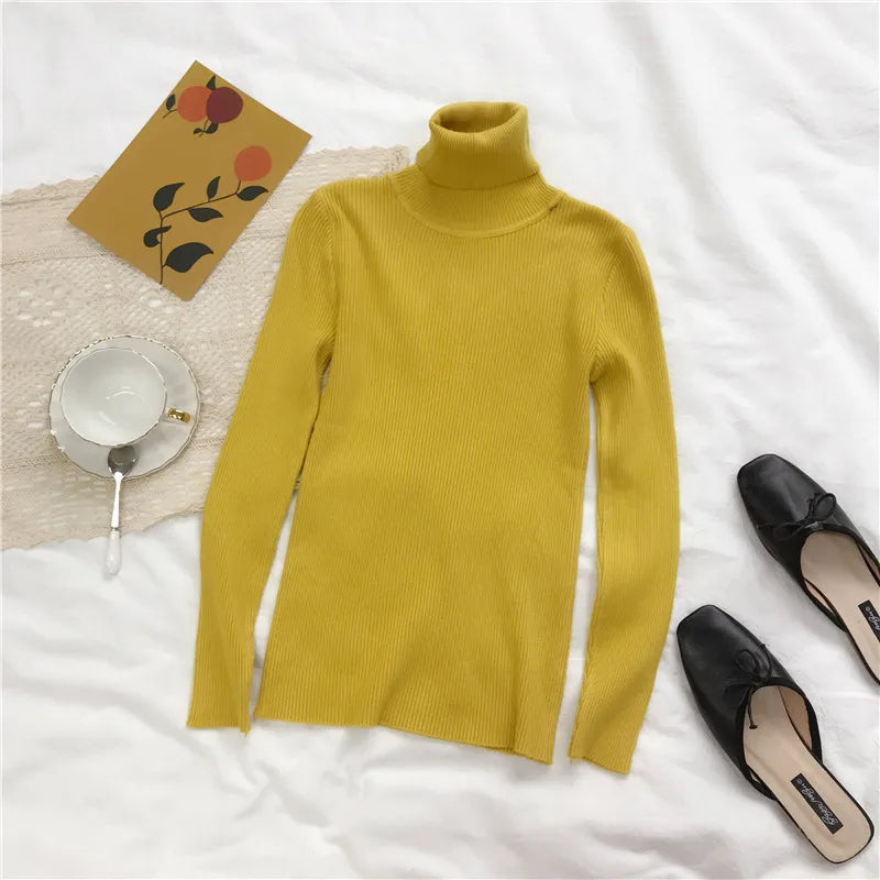 Korean Slim Women Pullover Turtleneck Sweater Womens 2025 Autumn Winter Tops Jumper Knitted Sweater Pull Femme Hiver Truien
