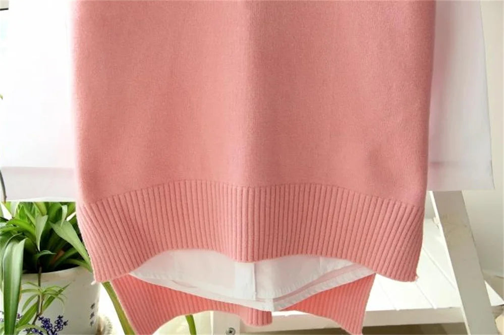 Korean Women Knitted Sweater Sleeveless College Style Women Loose Vest Ladies V-Neck Pullover Tops Female Waistcoat Pull Femme