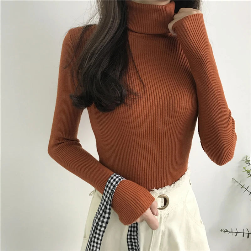Korean Slim Women Pullover Turtleneck Sweater Womens 2025 Autumn Winter Tops Jumper Knitted Sweater Pull Femme Hiver Truien