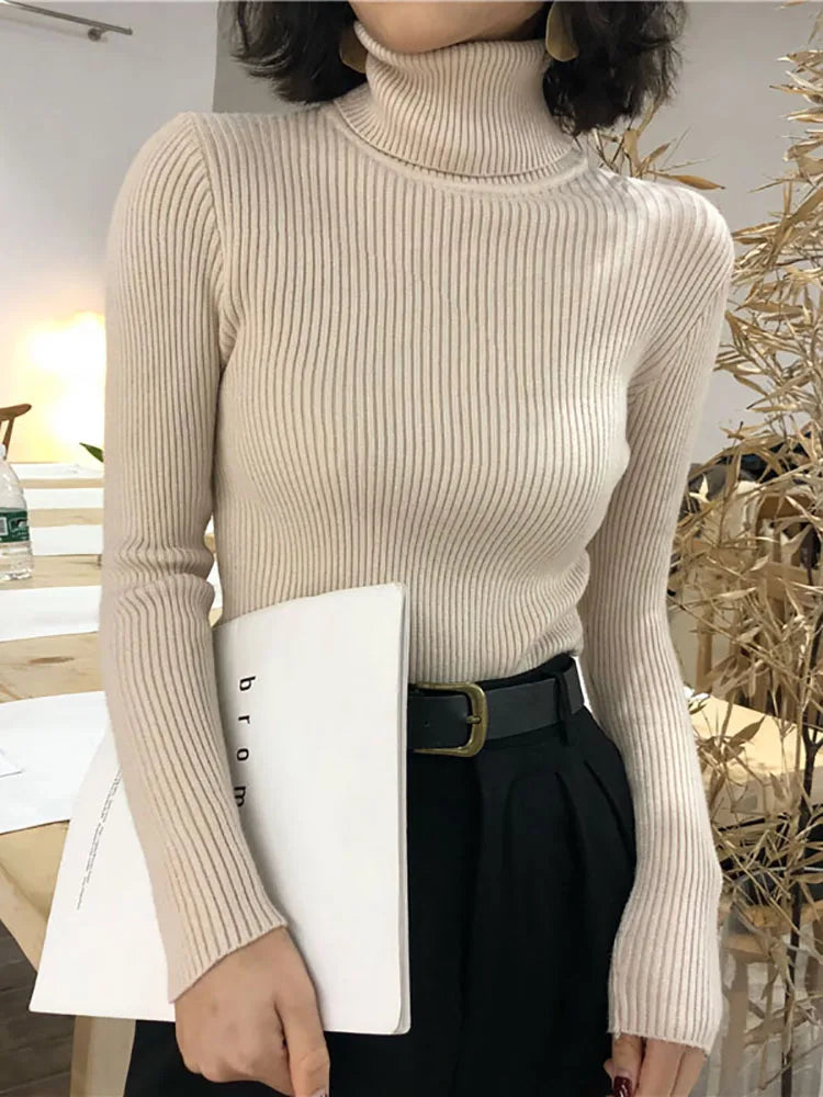 Korean Slim Women Pullover Turtleneck Sweater Womens 2025 Autumn Winter Tops Jumper Knitted Sweater Pull Femme Hiver Truien