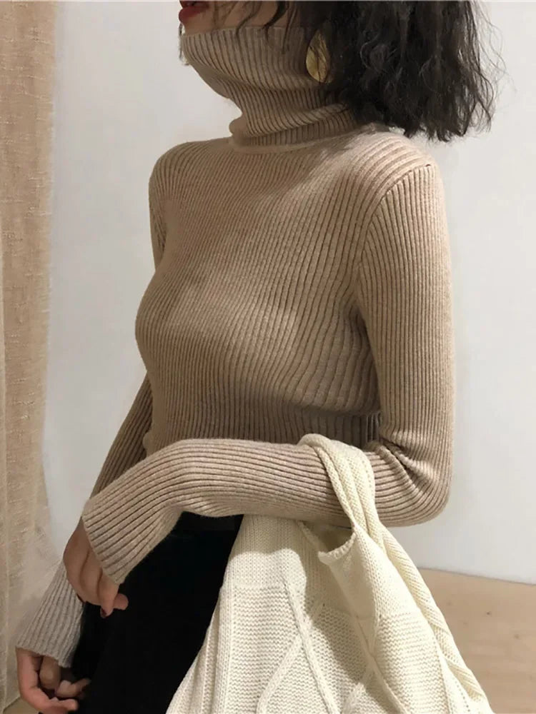 Korean Slim Women Pullover Turtleneck Sweater Womens 2025 Autumn Winter Tops Jumper Knitted Sweater Pull Femme Hiver Truien