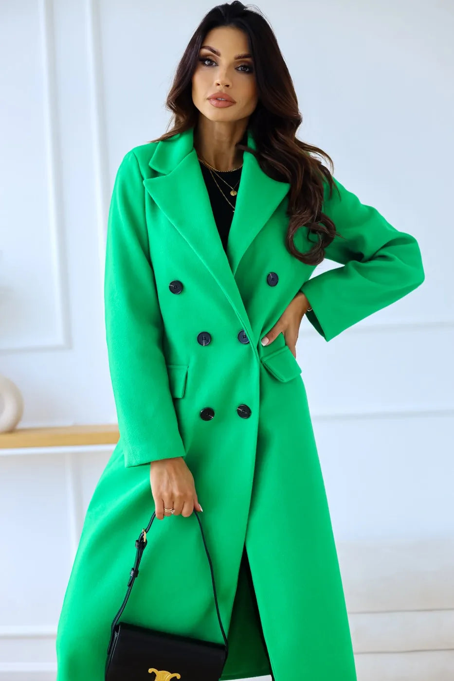 Autumn Woolen Midi Coat Women Long Sleeve Solid Fashion Casual Ladies Coats Loose Woman Coat 2023 Manteau Femme