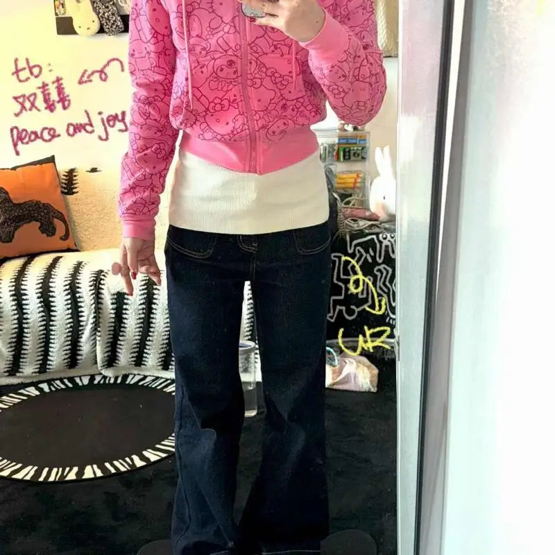 Anime Sanrioed Hello Kittys Hoodie Sweatshirt Y2K Women Zipper Jacket Loose Leisure Tops Spring Autumn Kawaii Student Girls Coat