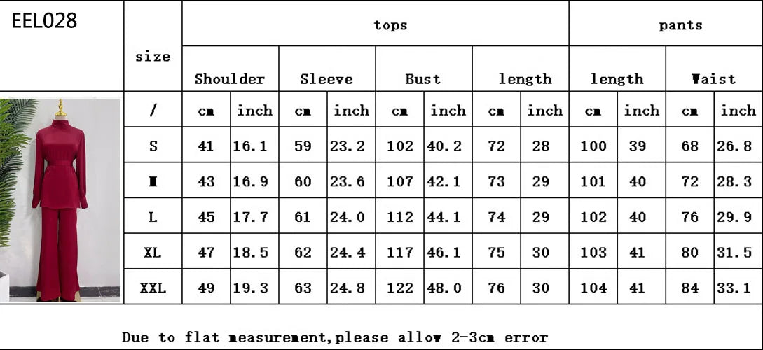 Satin Turkey Dress Two Pieces Trouser Tops Pants Blouse Set Muslim Suit Woman Ramadan Eid Abaya Kaftan Femme Musulmane Ensembles