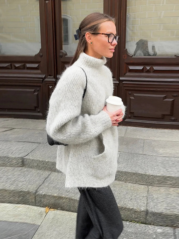 Women's Sweater Knitwear Blouse Turtleneck Knit Tops Soft Pullover Loose Hot Sweaters Pulls Femmes Woman Clothes New Outerwear