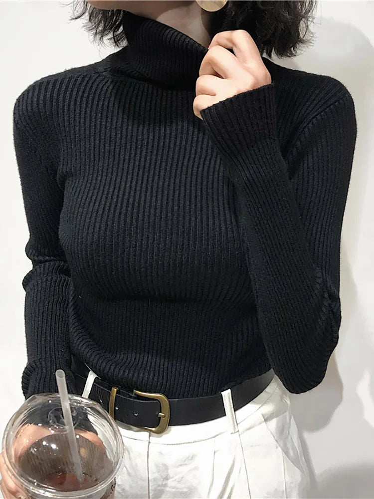 Korean Slim Women Pullover Turtleneck Sweater Womens 2025 Autumn Winter Tops Jumper Knitted Sweater Pull Femme Hiver Truien