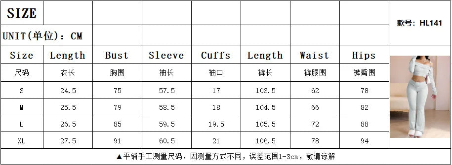 Casual Workout Two Piece Sets Woman Outfits Crop Long Sleeves Tops Foldover Flare Pants Tracksuit Suit Summer and Fall 2025 New