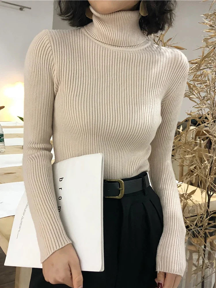 Korean Slim Women Pullover Turtleneck Sweater Womens 2025 Autumn Winter Tops Jumper Knitted Sweater Pull Femme Hiver Truien