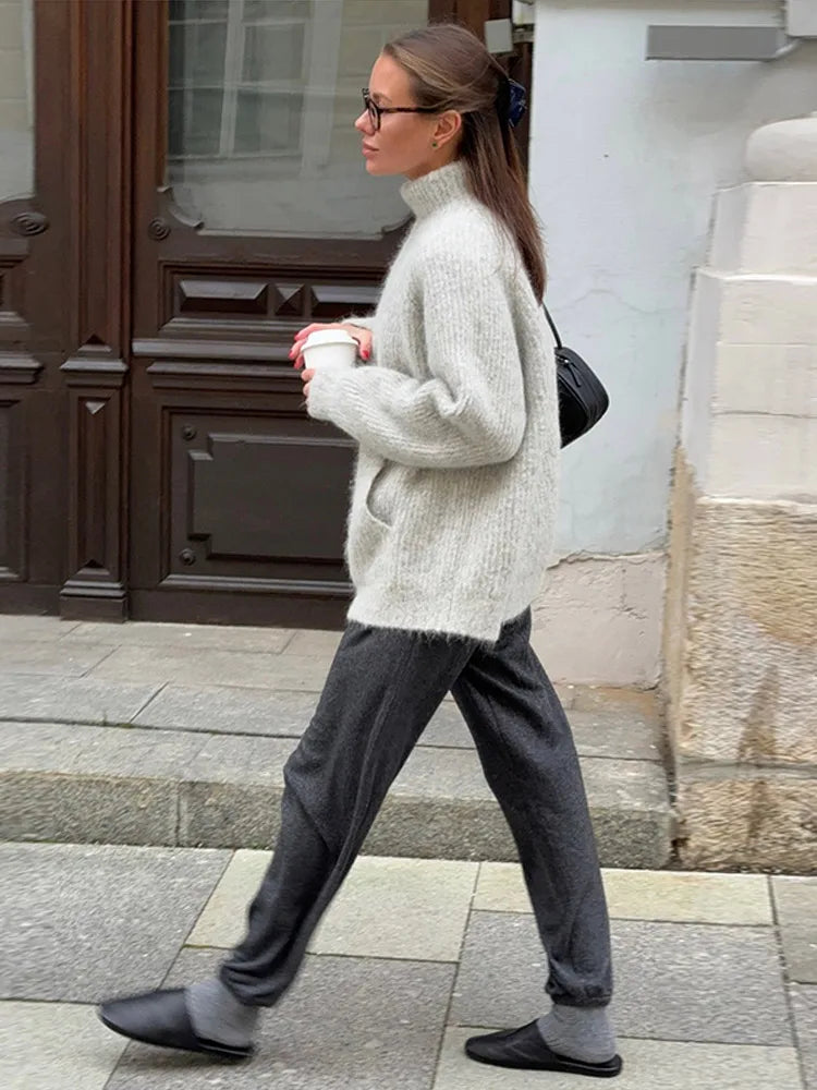 Women's Sweater Knitwear Blouse Turtleneck Knit Tops Soft Pullover Loose Hot Sweaters Pulls Femmes Woman Clothes New Outerwear