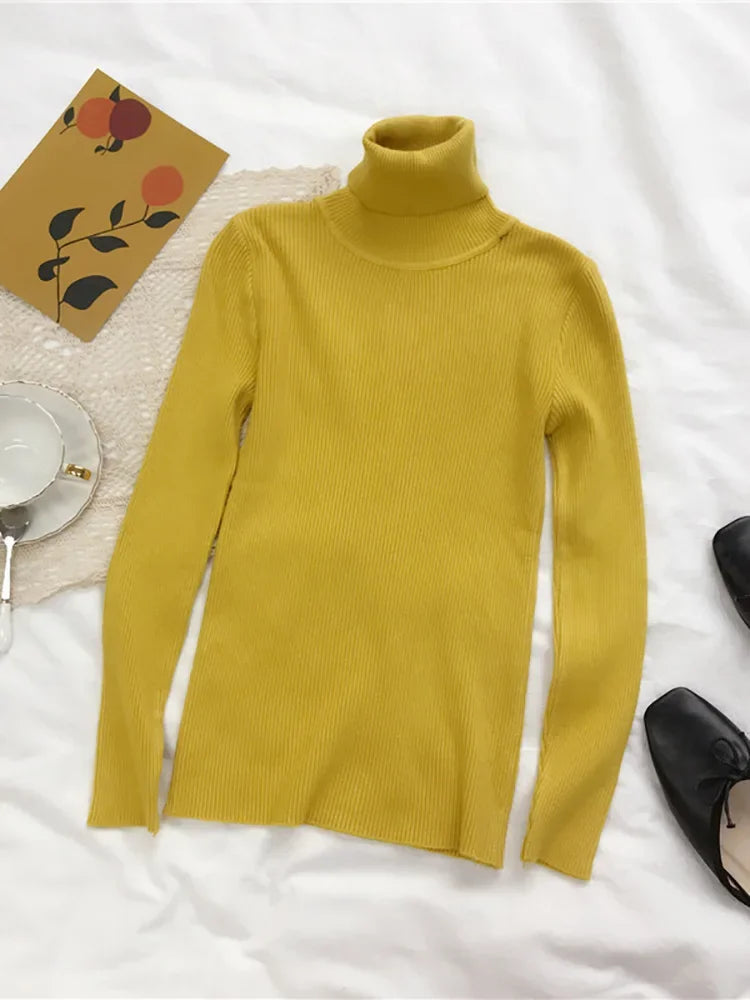Korean Slim Women Pullover Turtleneck Sweater Womens 2025 Autumn Winter Tops Jumper Knitted Sweater Pull Femme Hiver Truien