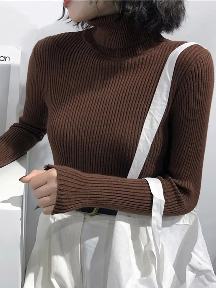 Korean Slim Women Pullover Turtleneck Sweater Womens 2025 Autumn Winter Tops Jumper Knitted Sweater Pull Femme Hiver Truien