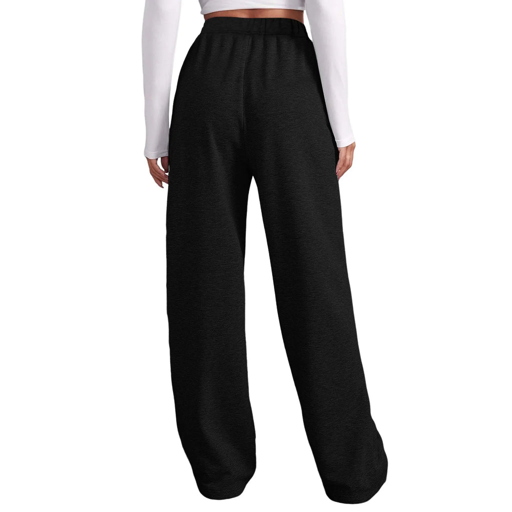 Fashion Women's Winter Sweatpants Solid Color Casual Fleece Sweatpants Outdoor Travel Camping Wide Leg Straight Pants