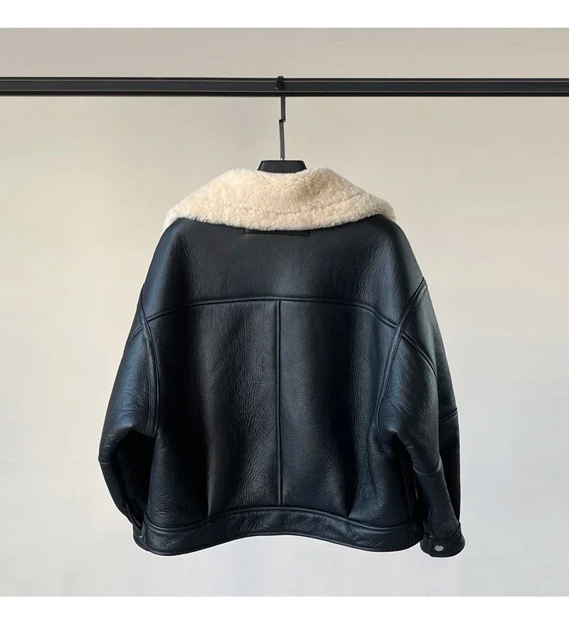 Real Wool Fur Coat Women Winter Short Thick Natural Leather Fur Coats Genuine Sheepskin Jacket Womens Fur Jackets Manteau Femme