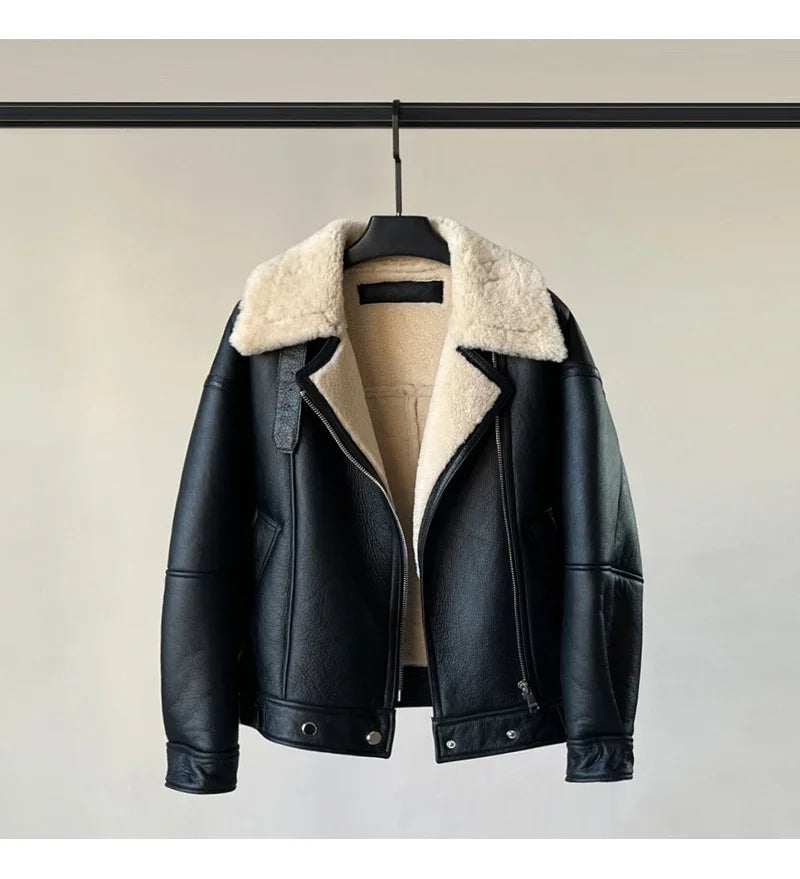 Real Wool Fur Coat Women Winter Short Thick Natural Leather Fur Coats Genuine Sheepskin Jacket Womens Fur Jackets Manteau Femme