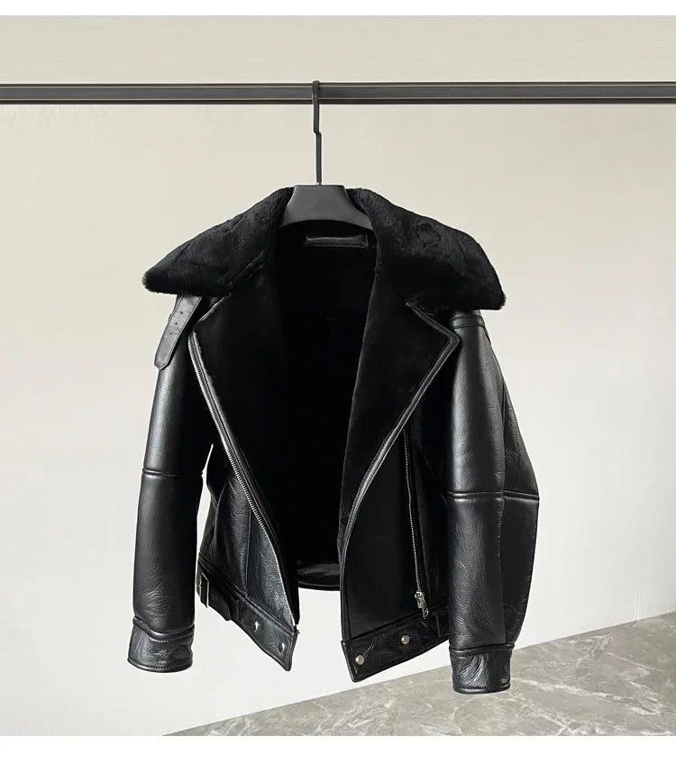 Real Wool Fur Coat Women Winter Short Thick Natural Leather Fur Coats Genuine Sheepskin Jacket Womens Fur Jackets Manteau Femme