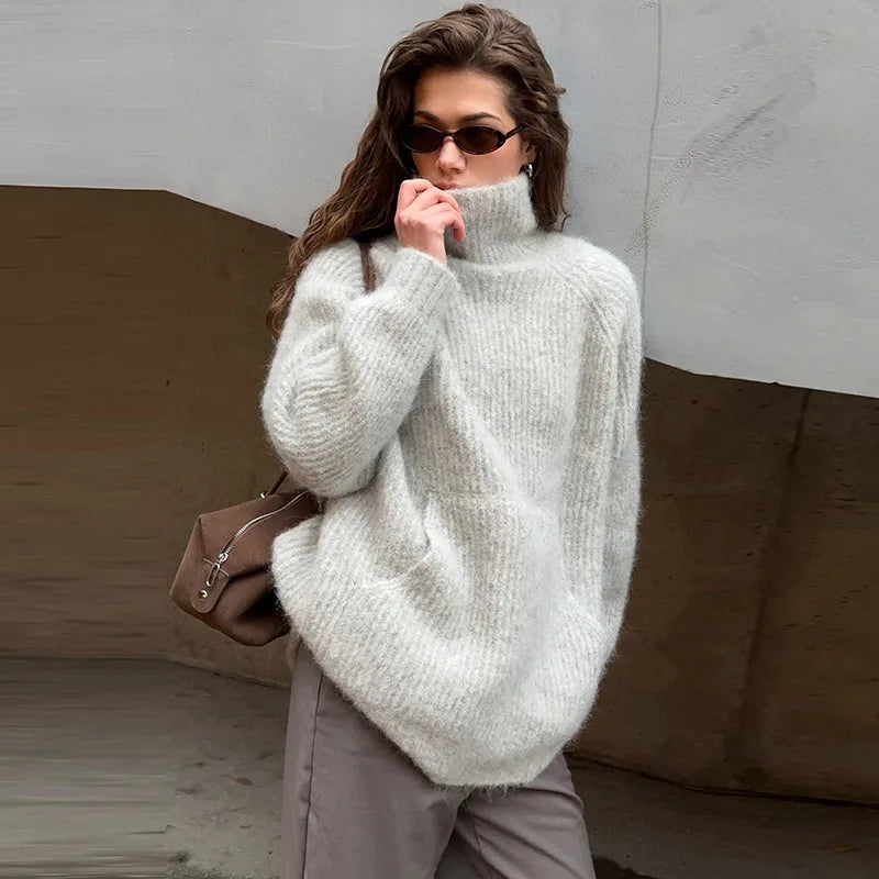 Women's Sweater Knitwear Blouse Turtleneck Knit Tops Soft Pullover Loose Hot Sweaters Pulls Femmes Woman Clothes New Outerwear