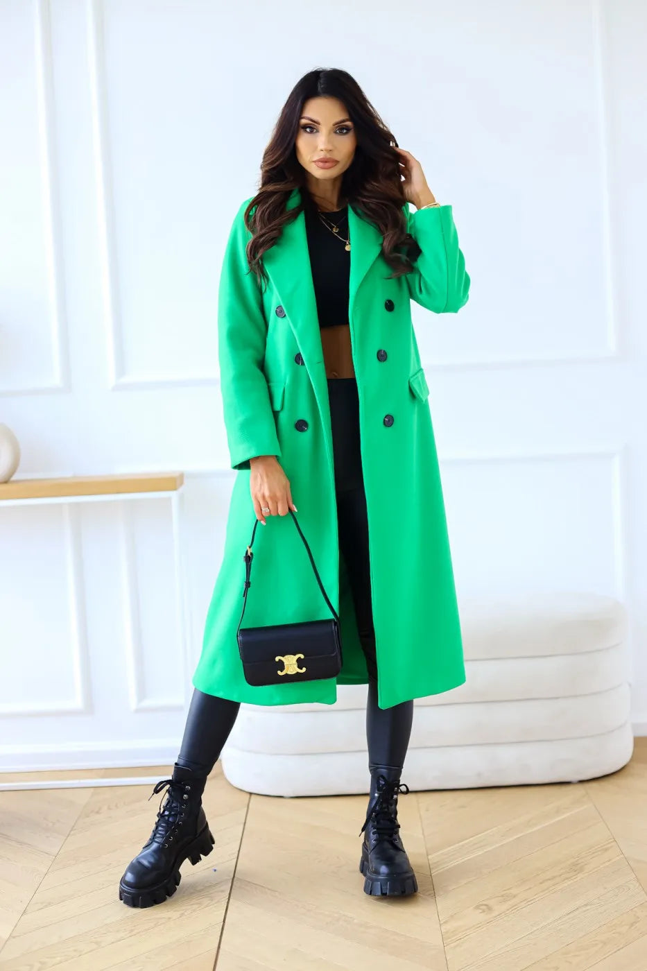 Autumn Woolen Midi Coat Women Long Sleeve Solid Fashion Casual Ladies Coats Loose Woman Coat 2023 Manteau Femme