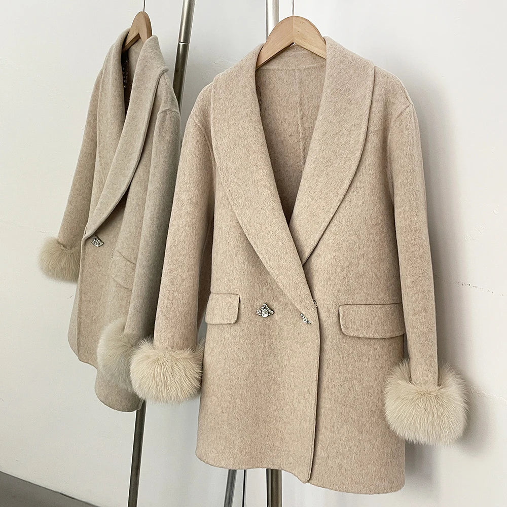 Women's Woolen Coat Winter Coat Female Real Fur Coat Women's Clothing Autumn Clothes Wool and Trench Coats Wool & Blends Coats