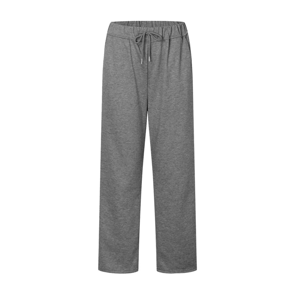 Fashion Women's Winter Sweatpants Solid Color Casual Fleece Sweatpants Outdoor Travel Camping Wide Leg Straight Pants