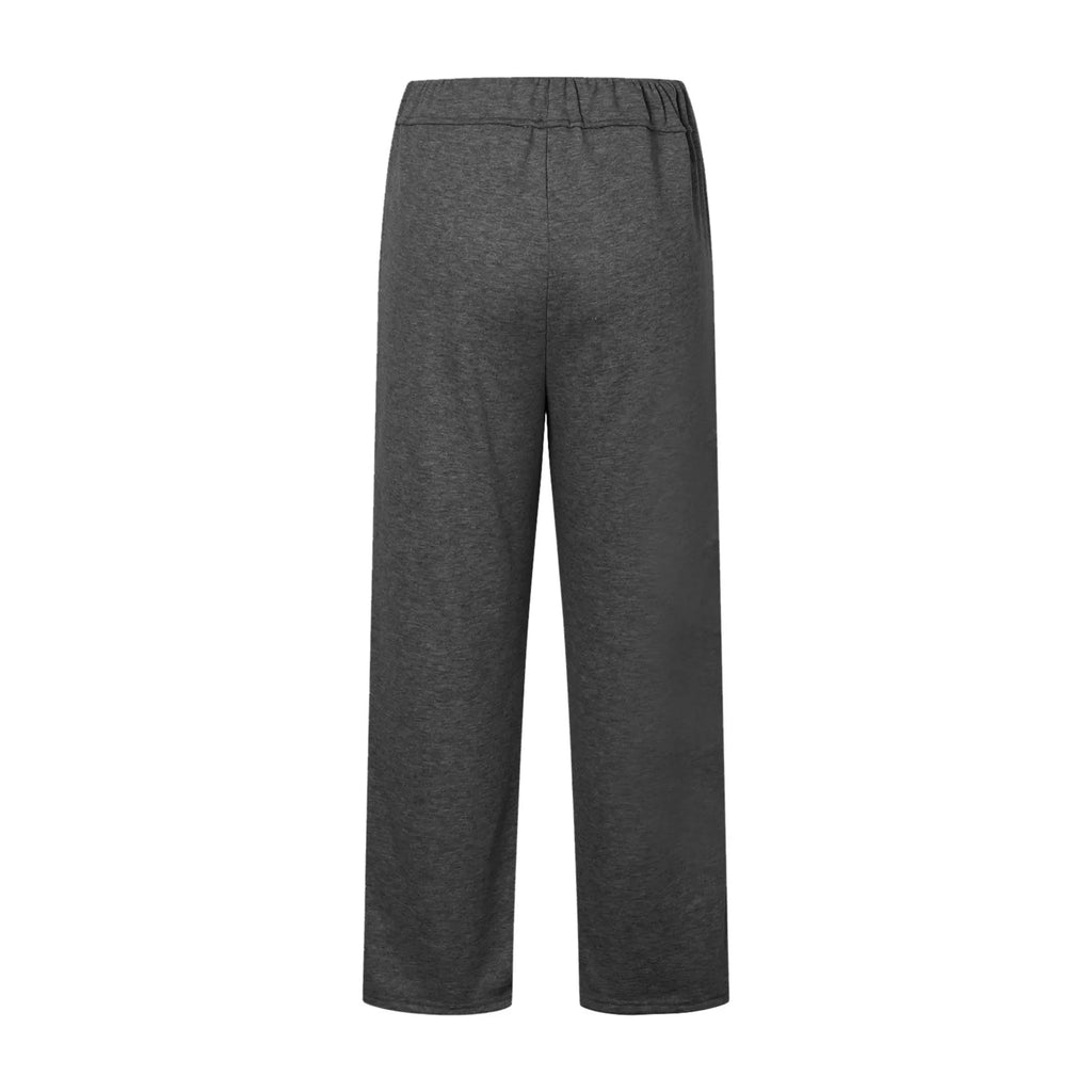 Fashion Women's Winter Sweatpants Solid Color Casual Fleece Sweatpants Outdoor Travel Camping Wide Leg Straight Pants