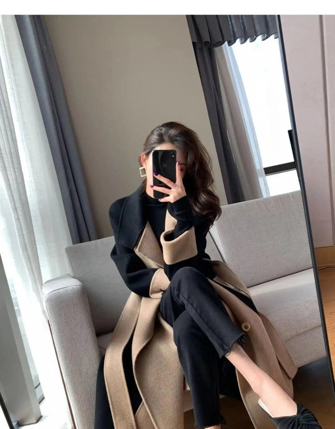 Veste longue en duvet pour femme, pardessus slim chaud pour femme, manteau à la mode, automne et hiver 2024