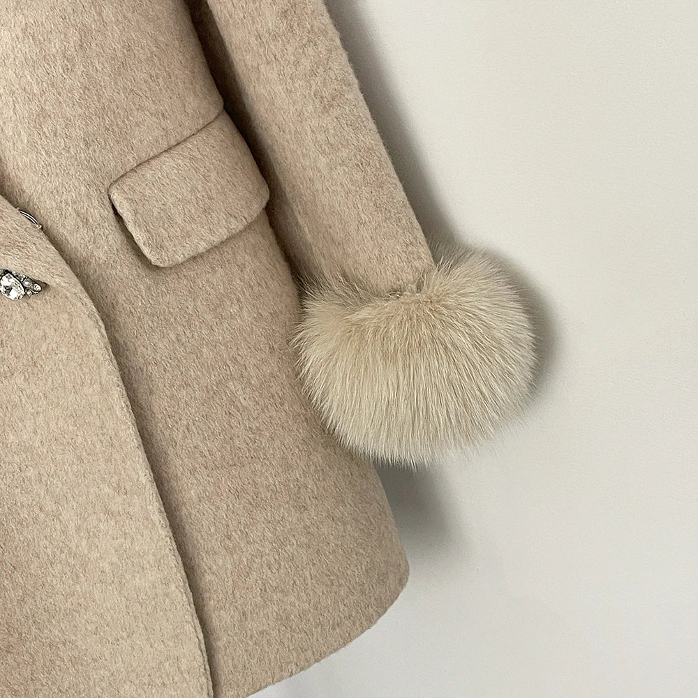 Women's Woolen Coat Winter Coat Female Real Fur Coat Women's Clothing Autumn Clothes Wool and Trench Coats Wool & Blends Coats