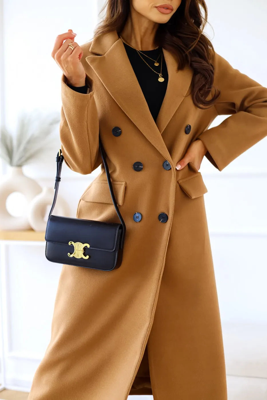 Autumn Woolen Midi Coat Women Long Sleeve Solid Fashion Casual Ladies Coats Loose Woman Coat 2023 Manteau Femme