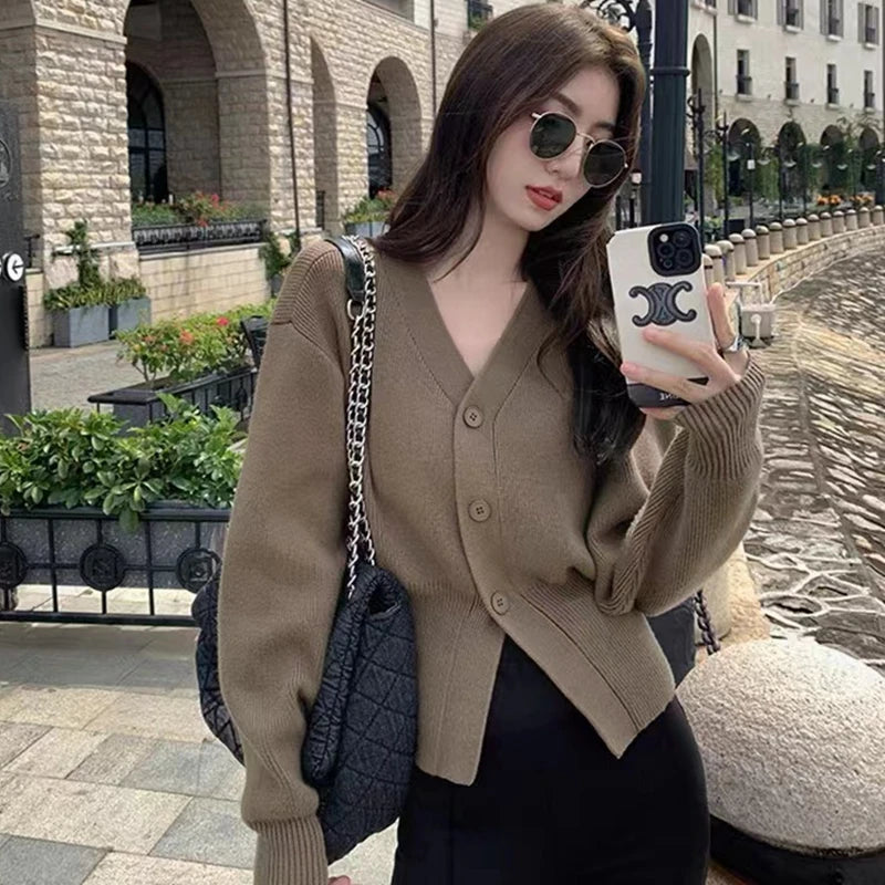 Autumn Sweater Cardigan Coat Women 2024 New Korean Fashion Casual Elegant Long Sleeve Knitted Tops Knitwear Outwear Pull Femme