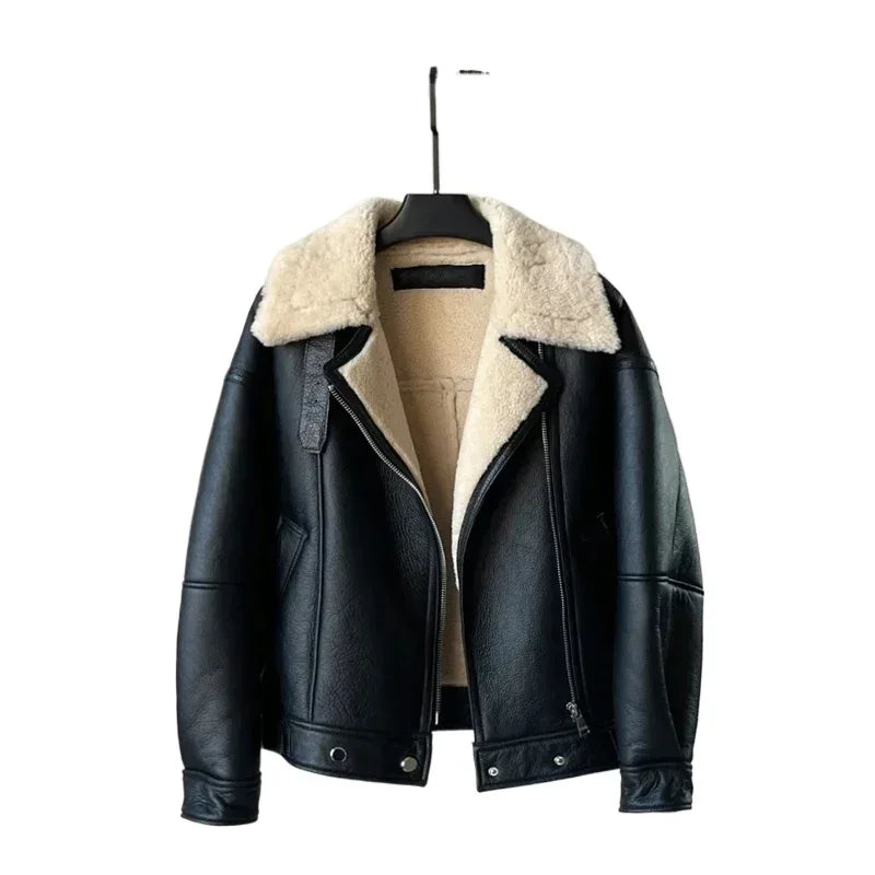 Real Wool Fur Coat Women Winter Short Thick Natural Leather Fur Coats Genuine Sheepskin Jacket Womens Fur Jackets Manteau Femme