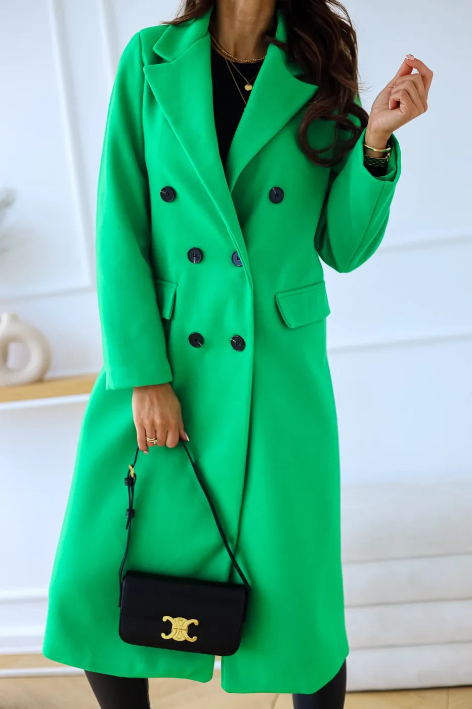 Autumn Woolen Midi Coat Women Long Sleeve Solid Fashion Casual Ladies Coats Loose Woman Coat 2023 Manteau Femme