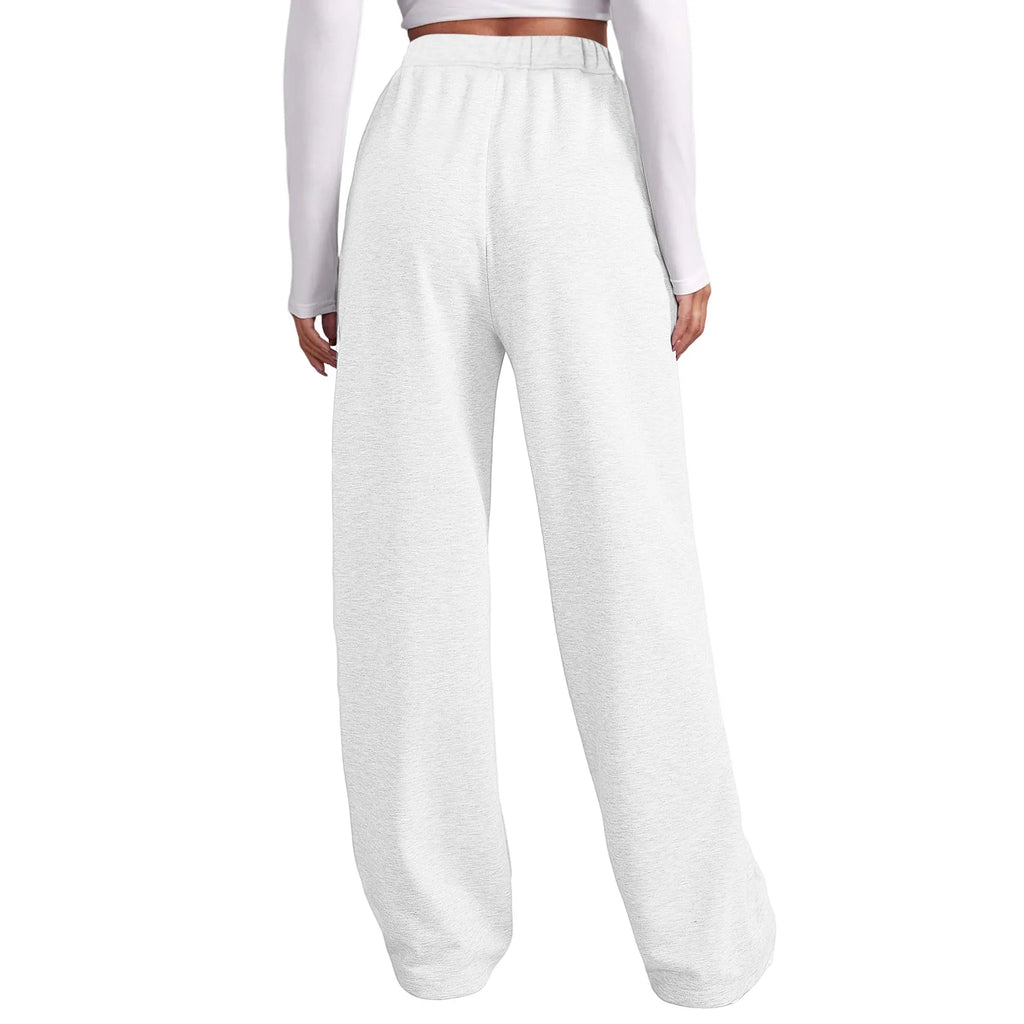 Fashion Women's Winter Sweatpants Solid Color Casual Fleece Sweatpants Outdoor Travel Camping Wide Leg Straight Pants