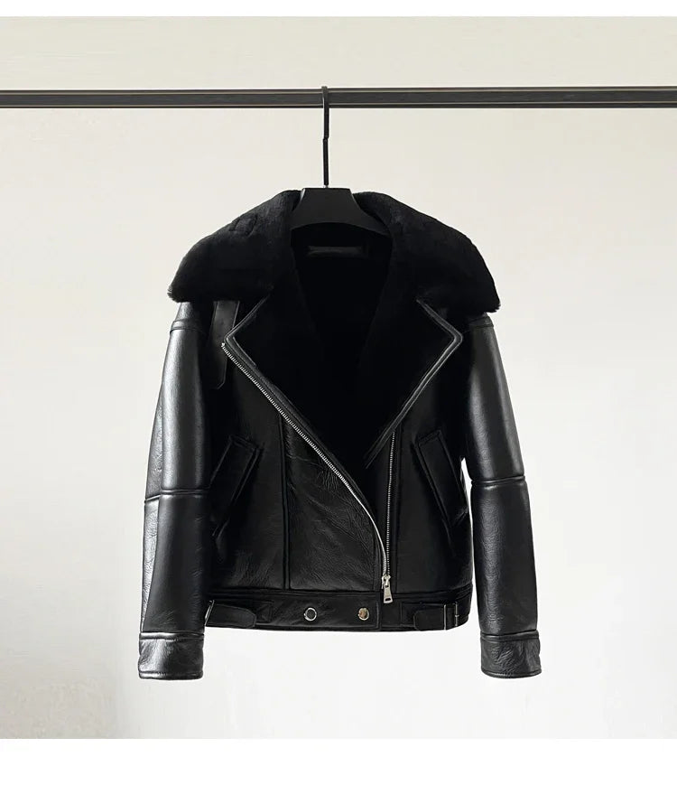 Real Wool Fur Coat Women Winter Short Thick Natural Leather Fur Coats Genuine Sheepskin Jacket Womens Fur Jackets Manteau Femme