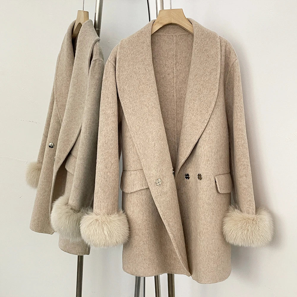 Women's Woolen Coat Winter Coat Female Real Fur Coat Women's Clothing Autumn Clothes Wool and Trench Coats Wool & Blends Coats