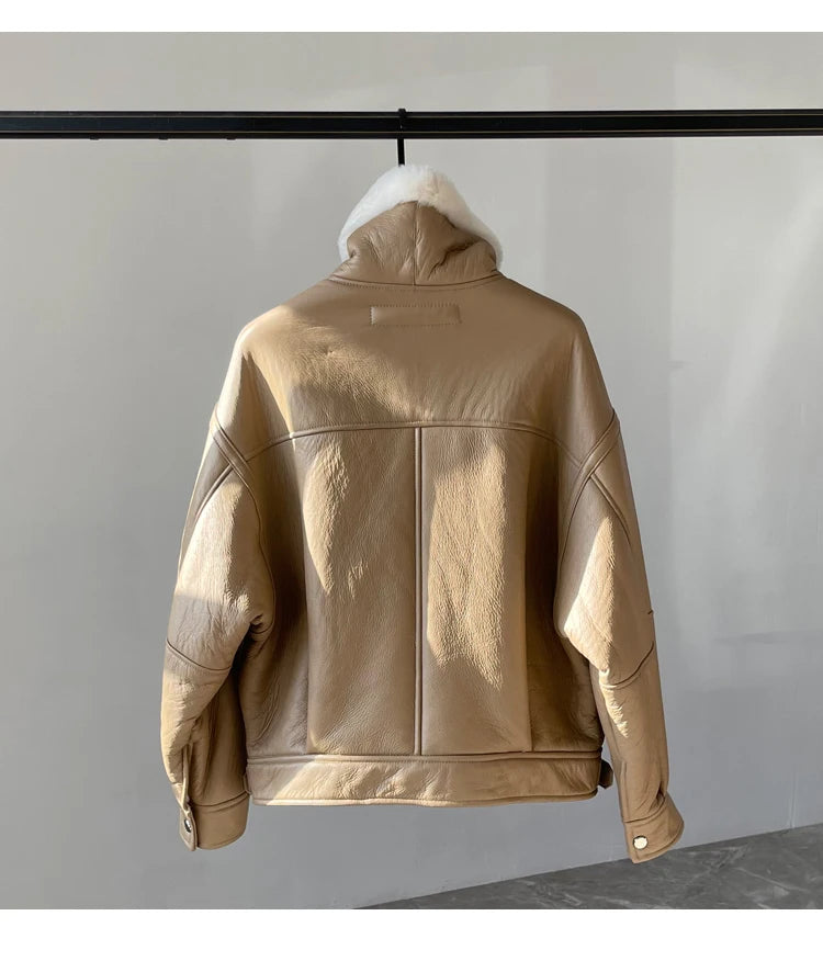 Real Wool Fur Coat Women Winter Short Thick Natural Leather Fur Coats Genuine Sheepskin Jacket Womens Fur Jackets Manteau Femme