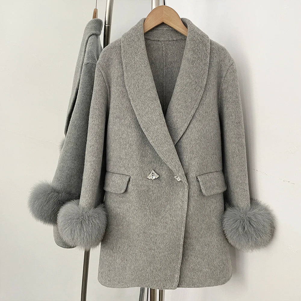 Women's Woolen Coat Winter Coat Female Real Fur Coat Women's Clothing Autumn Clothes Wool and Trench Coats Wool & Blends Coats