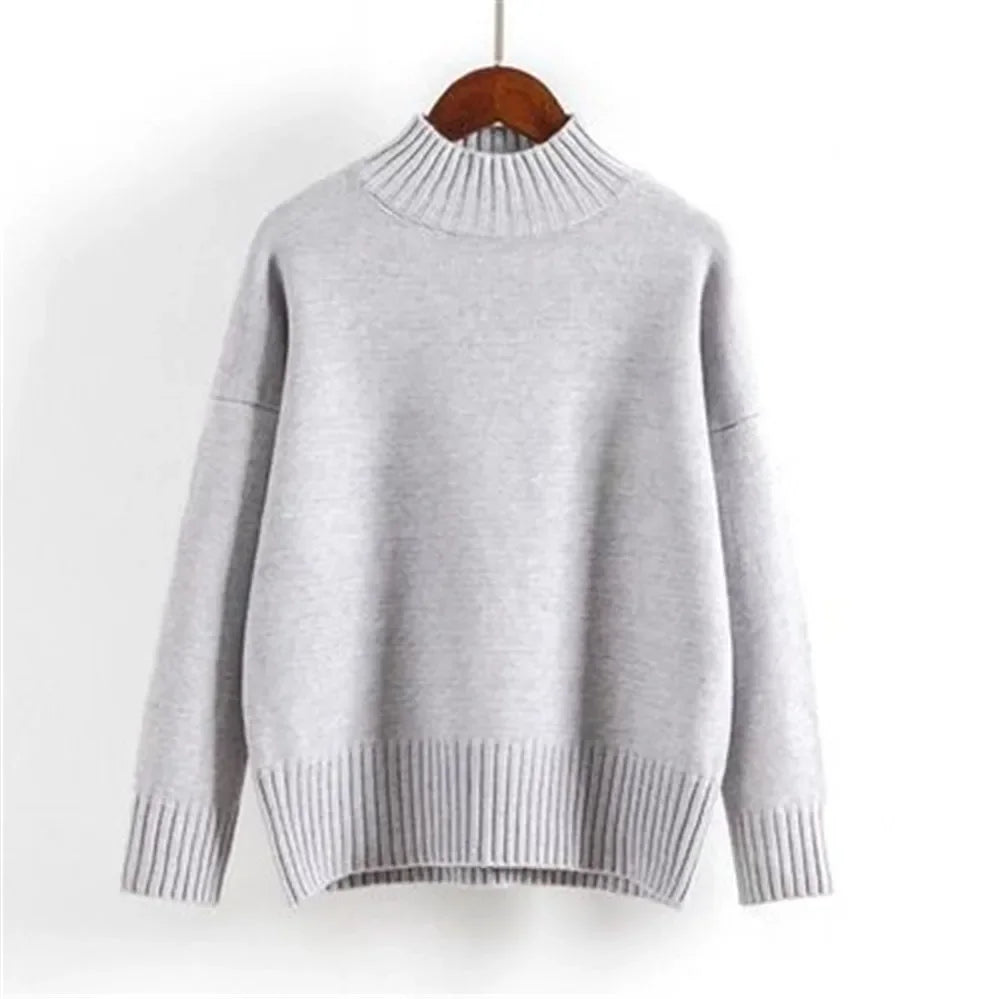 Fashion Cashmere Turtleneck Sweater Women 2024 Autumn Winter Pullover Jumper Pull Femme Streetwear Casual Knitted Sweater PZ3455