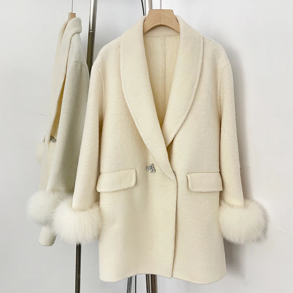 Women's Woolen Coat Winter Coat Female Real Fur Coat Women's Clothing Autumn Clothes Wool and Trench Coats Wool & Blends Coats