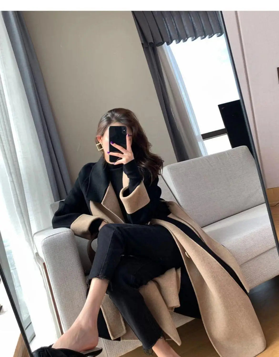 Veste longue en duvet pour femme, pardessus slim chaud pour femme, manteau à la mode, automne et hiver 2024